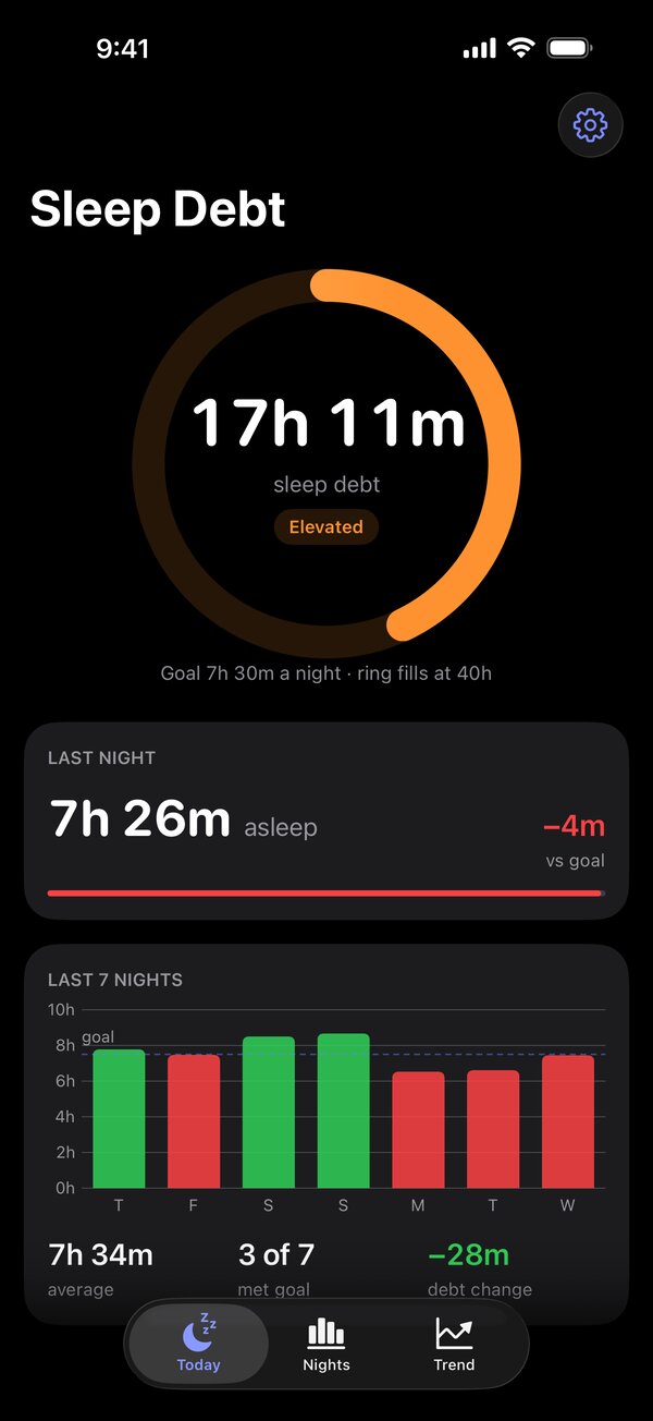 Sleep Debt Clock screenshot